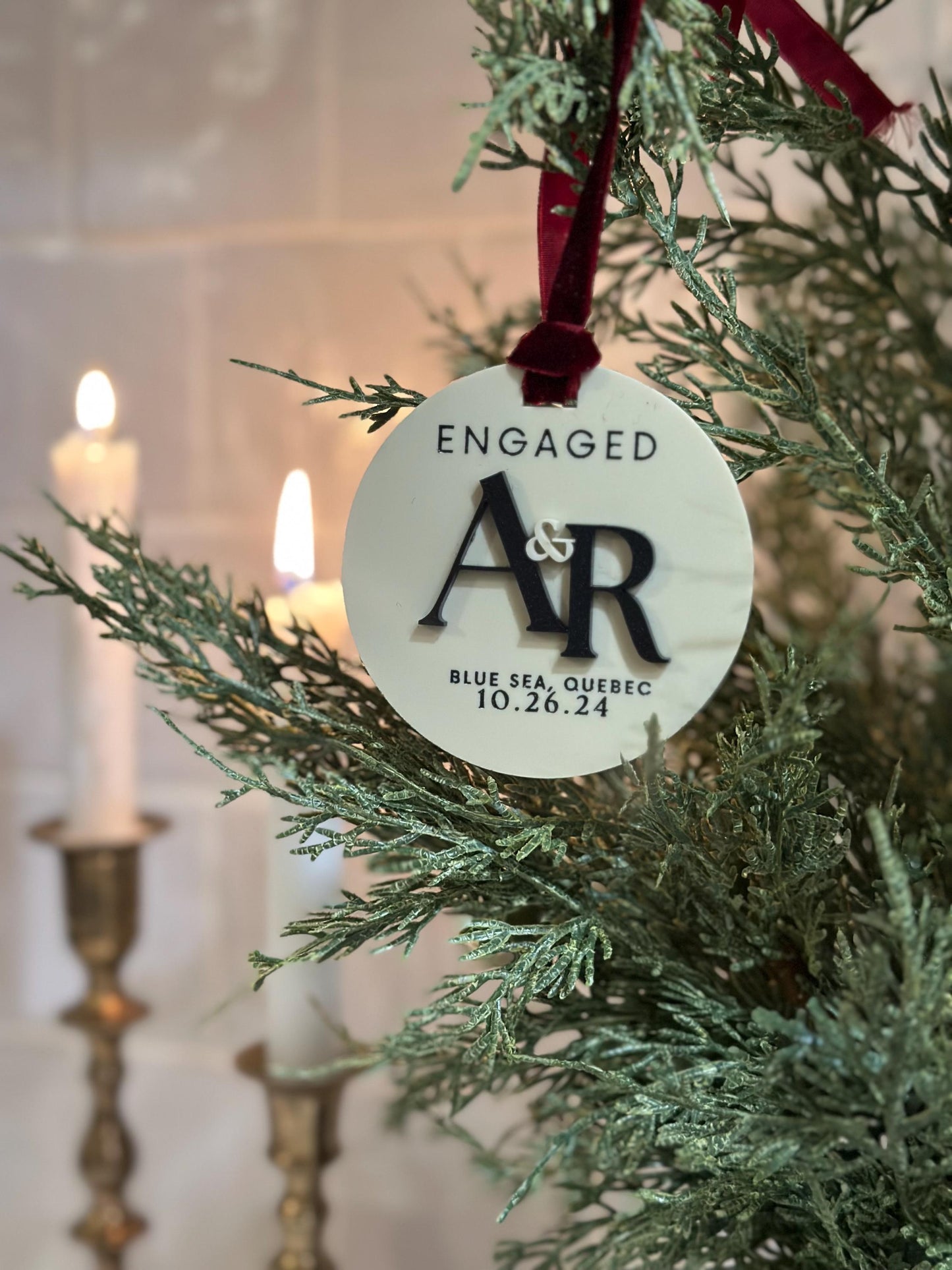 Engagement Ornament - Personalized With Initials, Date and Place - Engagement Gift or Christmas Gift, Custom Christmas Engaged Ornament